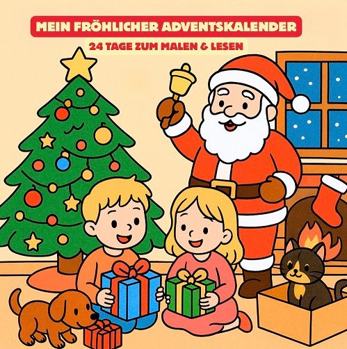 Kinder Adventskalender Malbuch mit Geschichten und Ausmalbildern
