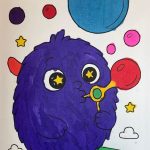 Monster Malbuch Motiv schwarz weiß