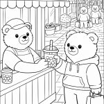 Bubble-Tea Bär beim shoppen