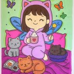 Mädchen Malbuch Motiv schwarz weiß zum Ausmalen