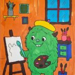 Niedliches Monster Ausmalbild mit lustigem Gesicht