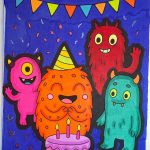 Fröhliche Monster Malvorlage für Kinder und Teens