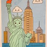 Kawaii New York Malbuch Motiv schwarz weiß