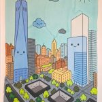 Niedliche Kawaii Gebäude und Figuren zum Ausmalen