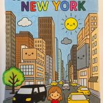 New York Kawaii Ausmalbild mit Skyline