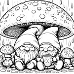 Freundlicher Gartenzwerg Ausmalbild mit Details