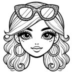 Schminkkopf Ausmalbild mit großen Flächen