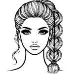 Schminkkopf Malbuch Motiv schwarz weiß