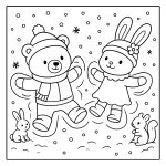 Weihnachtsmalbild mit gemütlicher Szene zum Ausmalen