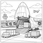 Transportflugzeug Ausmalbild Malbuch für Kinder