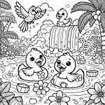 Lustige Quietscheente zum kreativen Ausmalen