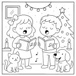 Weihnachtsmalvorlage für Kinder zum kreativen Ausmalen