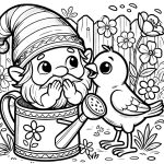 Niedlicher Gartenzwerg Ausmalbild zum Ausmalen