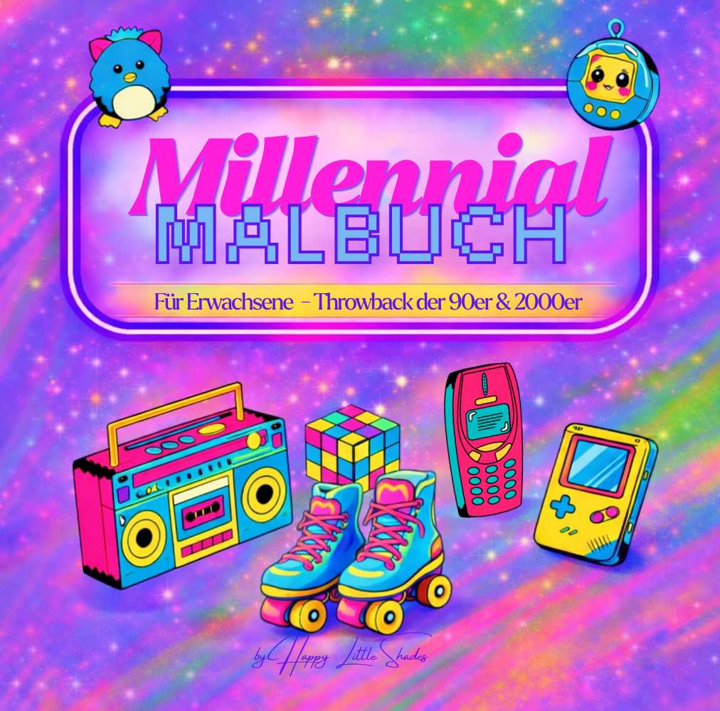 Millennial Malbuch, Nostalgiemalbuch, Malbuch von früher 2000er 90er